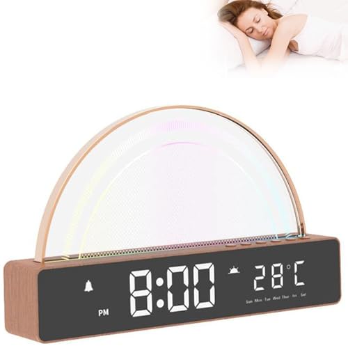 RxGhyl Despertador con Pantalla de Temperatura, Despertador con Efecto de Amanecer, luz de Despertador con simulación de Amanecer, lámparas de Noche con Control táctil
