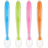 Cucharas de silicona para bebés y niños pequeños, extrasuaves, sin BPA, cucharas de alimentación flexibles, cubiertos para bebé, cucharas para comida (4 unidades)
