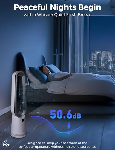 EcoNour Bladeless Hot & Cool Tower Fan | 10 Speed Quiet Airflow, 4 Modes, 15 Min–9 Hrs Timer, 80° Oscillation, 1599 m³/h Airflow, Heats Up to 35°C, Plasma Function, Remote & Alexa Compatible - Image 7