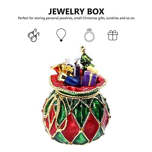 Generic Christmas Trinket Box Hand Painted Enameled Hinged Jewelry Box Decorative Gift Box Jewelry Ring Holder Box Christmas Xmas Table Centerpieces Favors, 5.8X4Cm, As Shown, 26Gyxfx2Kdk80210Ty4 #TOP4