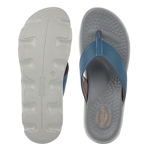 Image of Medifeet Broad Strap Cushioned Leather Slippers for Women