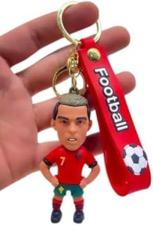Cristiano Ronaldo Keychain – Stylish Footballer Key Ring for Boys, Men, & Fans | Mini Figurine Keychain for Bags, Bikes, Car Keys & Gifting