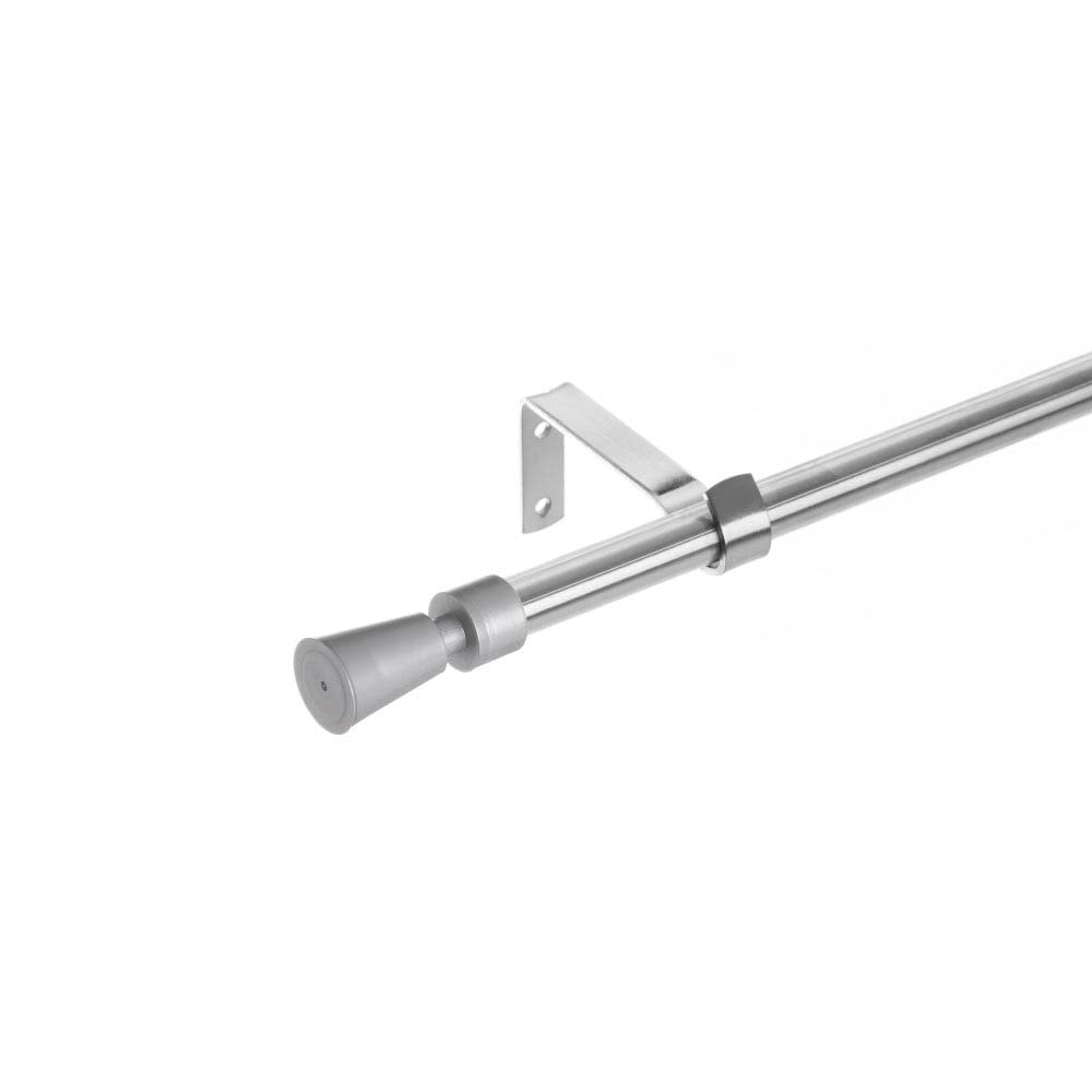 LOLAhome Set de Barra de Cortina Extensible de 160 a 300 cm, 2 escuadras y 2 terminales Plateado de Metal y plástico ABS