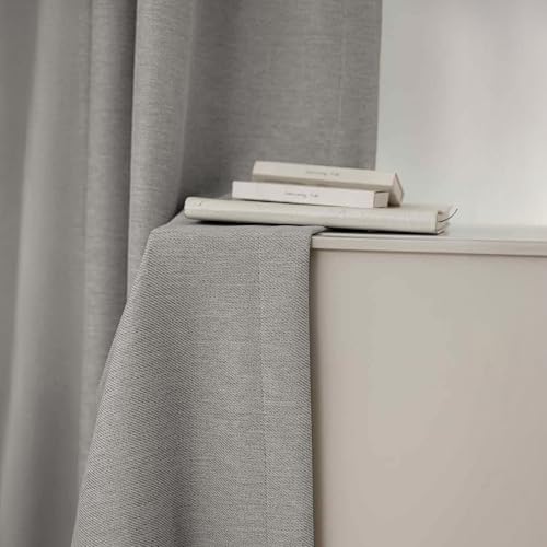 Image of LINENWALAS 100% Blackout Curtains for Window (5 Feet) - Set of 2 Panels Rich Linen Texture Complete Light Block Heavy Panels, Thermal Insulated & Noise Reducing Room Darkening Curtains (Platinum)
