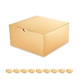 PACKQUEEN Gold Christmas Gift Boxes with Lids 10 Pack 8x8x4 Inches, Paper Bridesmaid Proposal Boxes, Christmas Gift Boxes in Bulk for Wedding, Party, Light Weight Gifts (Glossy Gold, Grain Texture)