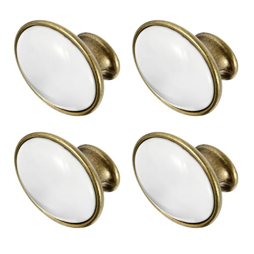 Uonlytech 4 Pomos Ovalados de Aleación de Zinc Dorados Estilo Vintage para Cajones y Armarios, Tiradores de Puerta Forma Elíptica para Muebles