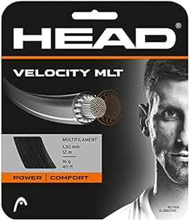 Head Velocity MLT Tennis Racket String 40' Set Multifilament Racquet String - Black, 17 Gauge