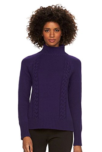 Chaps Women's Cable-Knit Mockneck Sweater (Large, Purple) #TOP16
