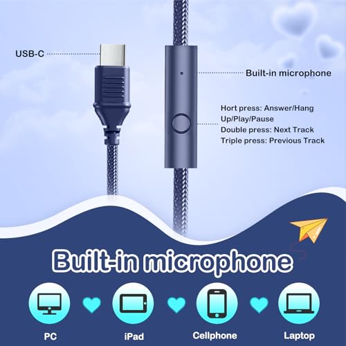 USB-C Kids Headphones, Wired Headphones for Girls Boys, 94dB Volume Limit - image 7