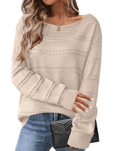 Zeagoo Womens 2025 Fall Pullover Sweaters Trendy Long Sleeve Ribbed