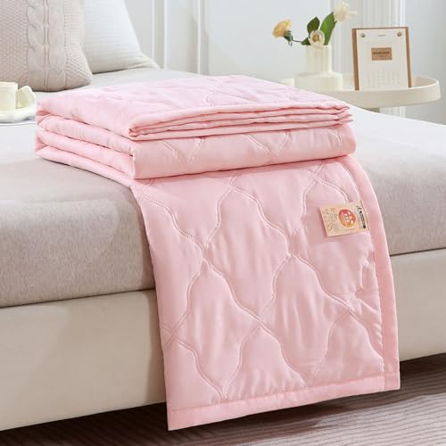 Morbuy Edredon Ligero Verano Edredón Color Sólido Acolchado, Nordico Edredón Acolchado Suave y Transpirable Lavable, para Todas Las Estaciones (150x200cm,Rosa Claro)