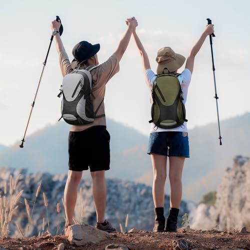 Mochila para senderismo impermeable 30L con correa para pecho gris miniatura 6