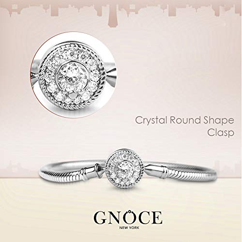 Image of GNOCE Charm Bracelet Sterling Silver 18k Rose Gold Plated DIY Snake Chain Love At First Sight Basic Charm Bracelet Logo Bangle with Clasp