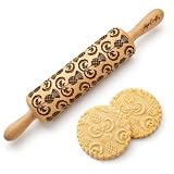 DISTELN Teigroller. Nudelholz mit Muster für hausgemachtes Gebäck und Keramik. Teigrolle mit Indisch Paisley von Algis Crafts