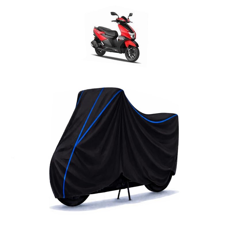 Image of Scooty Cover Water Resistant for NTORQ 125 STD | Universal Scooter & Bike Cover | Heavy Duty UV Dust, Rain & Scratch Protection | Elastic Fit All Weather Indoor Outdoor | Black with Blue Piping