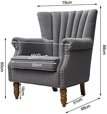 INMOZATA High Back Fireside Chair Linen Fabric Wingback Modern Armchair Arm Rest Accent Sofa Chair with Solid Wood for Living ROOM Bedroom (Gray)