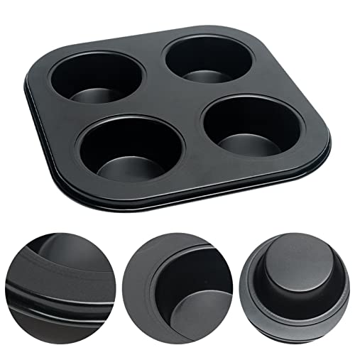 ANAJOY Moule à Muffins pour 4 Muffins - Carbon Steel Anti-adhésif Moules à Cupcakes et Muffins (Noir) Cover