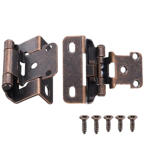 QUARKZMAN 60 Piezas Bisagras para Armario de Cocina, 1/2' Superposición Parcial Bisagras para Armario de Cocina, Bisagra de Cierre Automático para Puertas de Armario, Bronce Envejecido