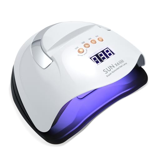 220W UV Lampe für Gelnägel, UV-Nagellampe mit 66 LED-Perlen, Professioneller UV-Nageltrockner für Gelnagellack, Nagellampe mit Auto-Sensor, 4 Timer & LED-Anzeige