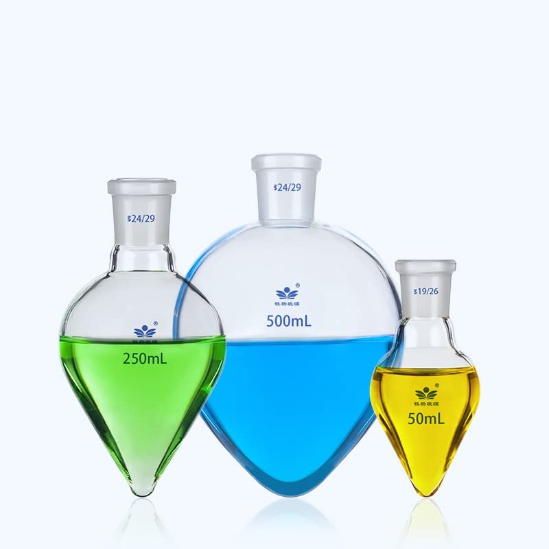 1 Unidad de Vidrio de borosilicato de Laboratorio Alto 50 ml-2000 ml Esmerilado estándar #19#24#29 Boca Espesar matraz de Vidrio con Fondo en Forma de V (Size : 1000ml celiber29)