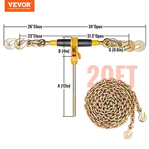 Vevor 3/8_2SET Ratchet 2Pcs 3/8 Inch-1/2 Inch Heavy Duty, G80 12000 Lbs Secure Load Limit thumb #6