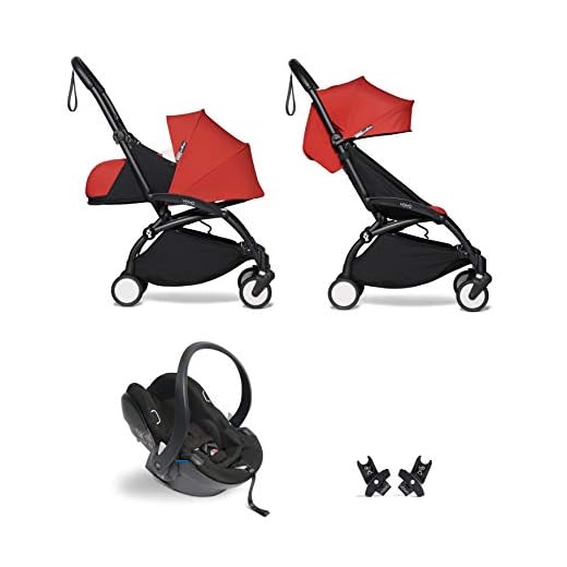 Babyzen YOYO² buggy komplett set 0 och 6 röd ram svart med YOYO² BeSafe iZi Go Modular i-size bilstol svart