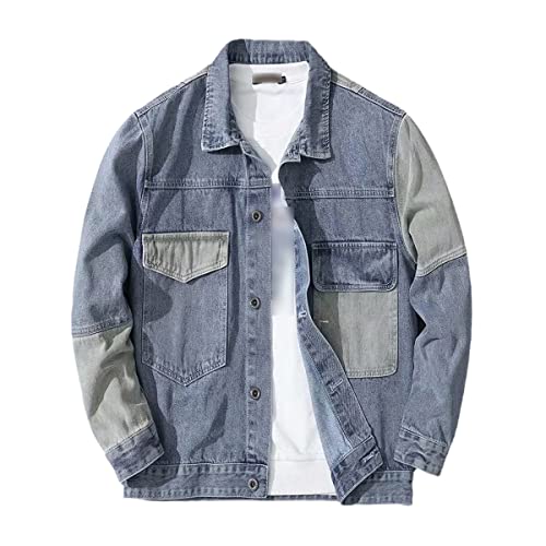 Veste en jean homme décontractée bleue XXXXL idéale pour le week-end