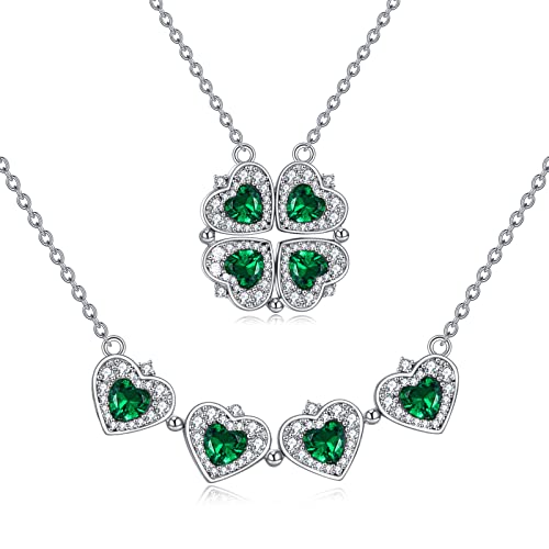 Collier trèfle pour femme anti-ternissement en argent 925 avec cristaux de zirconium