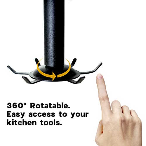 RR RAXMIN 2 Pcs Under Cabinet Metal Utensil Hanger with 6 Rotatable Claws, Top and Wall Mounted Kitchen Lazy Susan for Utensils Rack Hooks Holder - Thumbnail 2
