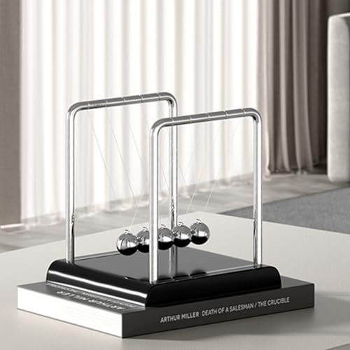 Newtons Pendelkugel Perpetuum Ornamente Klassisches Kugelstoßpendel Büro Desktop Newton Pendel kreatives Handwerk (Schwarz)