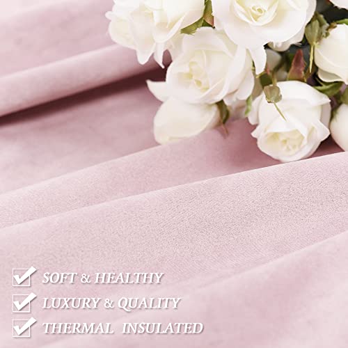 Image of RYB Home Blush Pink Velvet Curtains 90 inches - Soft Velvet Drapes Sunlight Block Window Treatment Sets, Luxury Home Decor Rod Pocket Drapery, Wide 52 x Long 90, 2 Pcs