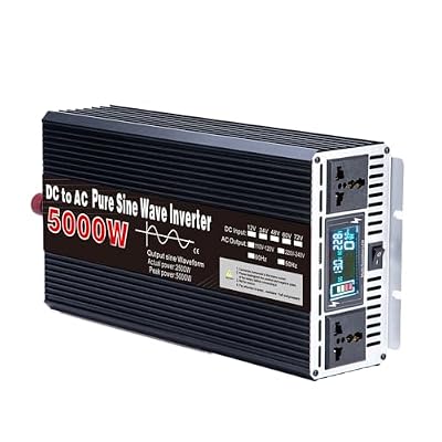 HUIZHITENGDA 5000W Pure Sine Wave Power Inverter, 12V DC to 110V/220V AC Voltage Converter, Car Inverter for RV,Truck,Solar Off-Grid Converter with 2 AC Outlet,12VTO110V