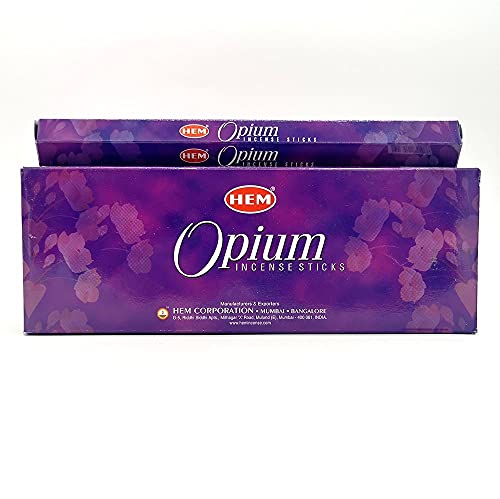 20/120 HEM Incense Sticks Nag Champa Hex Meditation Aroma Floral Home Fragrance, Opium, 120 Sticks
