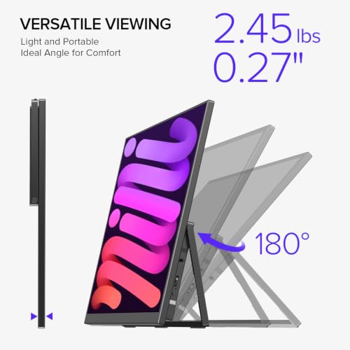 Image of UPERFECT Portable Monitor, 18.5 inch 120Hz 1080P Laptop Gaming Display | 125% sRGB, HDR, FreeSync, 350 Nits Brightness, VESA Support, Stand Included, USB-C & Mini HDMI Screen for Gaming & Travel