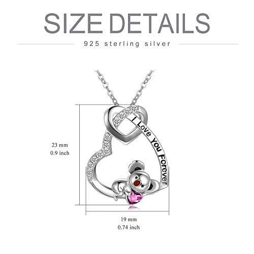 AOBOCO I Love You Forever Elephant/Koala/Sloth Cute Animal Heart Pendant Necklace with Austrian Crystal, Valentines Anniversary Birthday Jewelry Gift for Women4