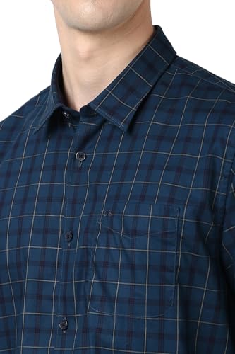 Image of Peter England Men Cotton Premium Checkered Full Sleeve Slim Fit Casual Shirt