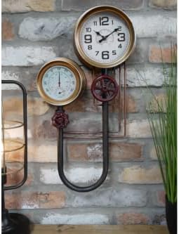 Casadomu Steampunk Clock Industrial Pipe Wall Hanging Large Antique Style Decor Timepiece