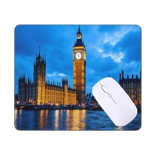 Tapis de Souris Gamer 22 x 18 cm Tapis de Souris Londres, Royaume - Uni Tapis Souris Gaming, avec Bord Cousu et Base en Caoutchouc Antidérapante, Surface Spéciale Texturée Résistant à Usure T-11115