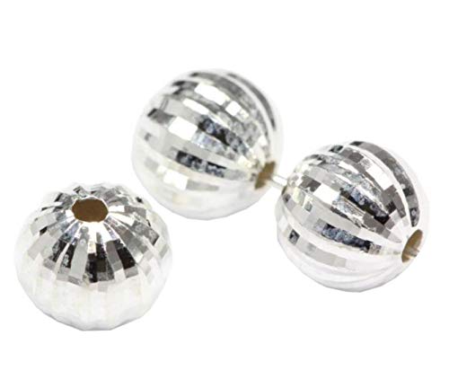 5pcs de plata de ley 10mm (0.39 pulgadas) brillante bola de discoteca redonda espaciador perlas para joyería artesanía fabricación resultados SS61-10 Cover