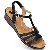 Diarilip Wedge Sandals for Women - Comfortable Dressy Open Toe T-Strap Platform Sandals Summer Shoes for Walking