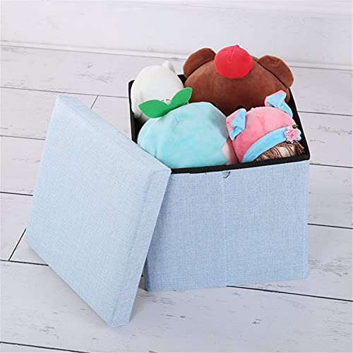 Repose-pieds tabouret de rangement pliable noir petit meuble d'appoint 30x30x30 cm décor