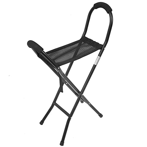 Bastón con Asiento, Silla Bastón Plegable Portátil, Sillas Bastón Plegables para Adultos, Bastones con Asiento para Hombres y Mujeres, Bastón y Taburete de Doble Uso para Personas