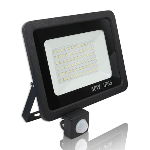 LOWENERGIE LED FloodLight Waterproof IP65 (50w PIR, Black)