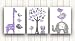 Nursery decor kids wall art - Baby Girl Nursery Art - Set of three prints - Elephant Owl Tree Birds purple and gray