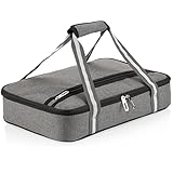 Gray Insulated Casserole Carrier and Lasagna Holder for Picnic Potluck Beach Day Trip Camping Hiking