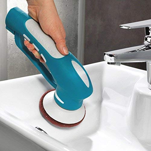Metapo Power Scrubber PS100 with 2100 Super High Capacity Battery, 3 Brushes and 1 Scouring Pad for Cleaning Bathroom, Shower, and Kitchen