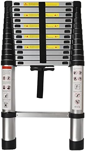 Folding Telescoping Ladder Aluminum Extendable Ladder 14.5FT Collapsible Ladder One Button Retraction Ladder Multi-Use, 330 Lb Capacity