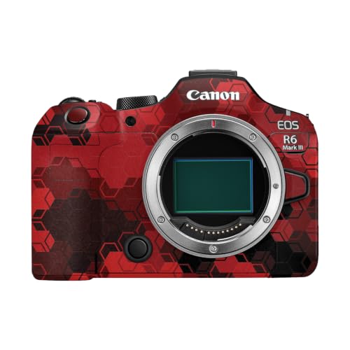 Image of Camera Skin Compatible with Canon EOS R6 Mark III (2025) - Red Hexa Camo - Premium 3M Vinyl Protective Wrap Decal Cover - Easy to Apply | Crafted in the USA by MightySkins