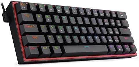 Redragon K617 Fizz 60% Wired RGB Gaming Keyboard, 61 Keys Hot-Swap Compact Mechanical Keyboard w/ 16.8M RGB Backlight, Red Inner Design, Programmable Linear Red Switch, Pro Software - 5