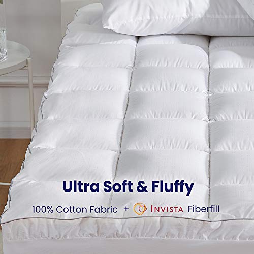 Sleep Zone Twin Size Cotton Mattress Pad, Machine Washable Mattress Protector Cover, Soft Cotton Top Cooling Mattress Topper Fits 8-21 Inch Deep Pocket, Twin #TOP3